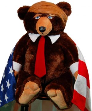 This is a full size image of the trumpy bear with his American Flag Cape